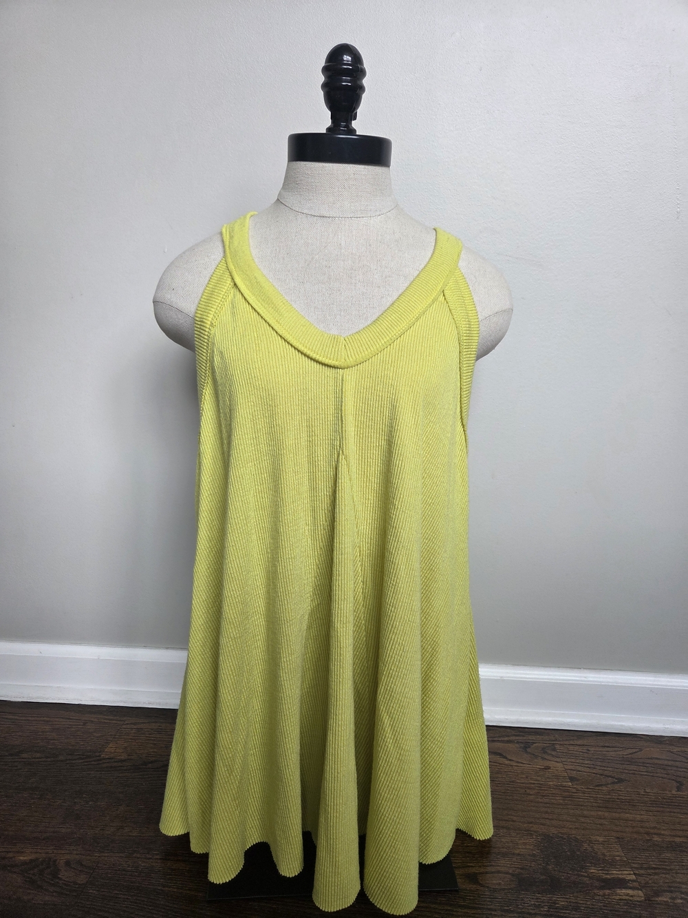 BUCKETLIST Emma James Ribbed Flowy Tank - Lime Yellow